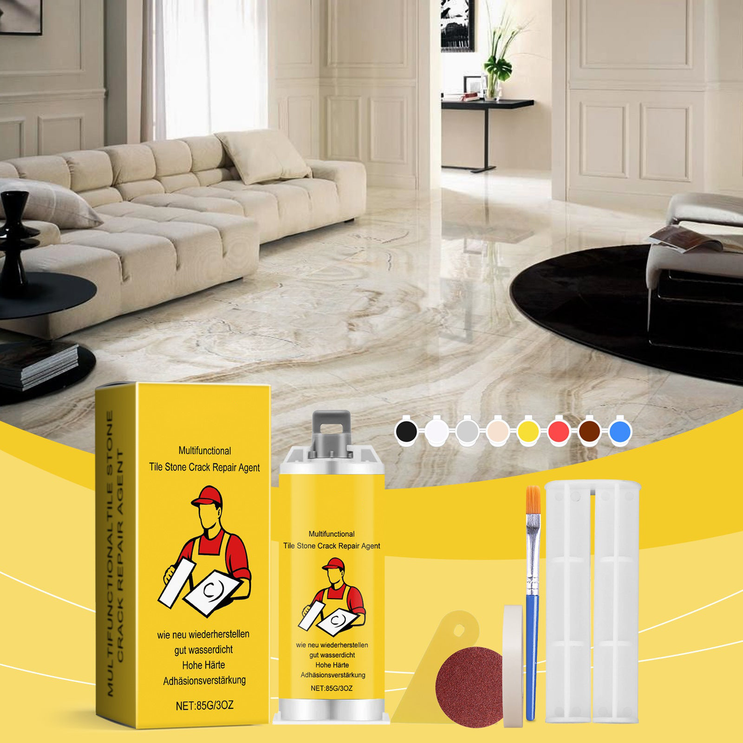 🔥Quick-Drying Tile Repair Glue - Complete Tool Kit for DIY – Fix Cracks Permanently in Minutes!✨