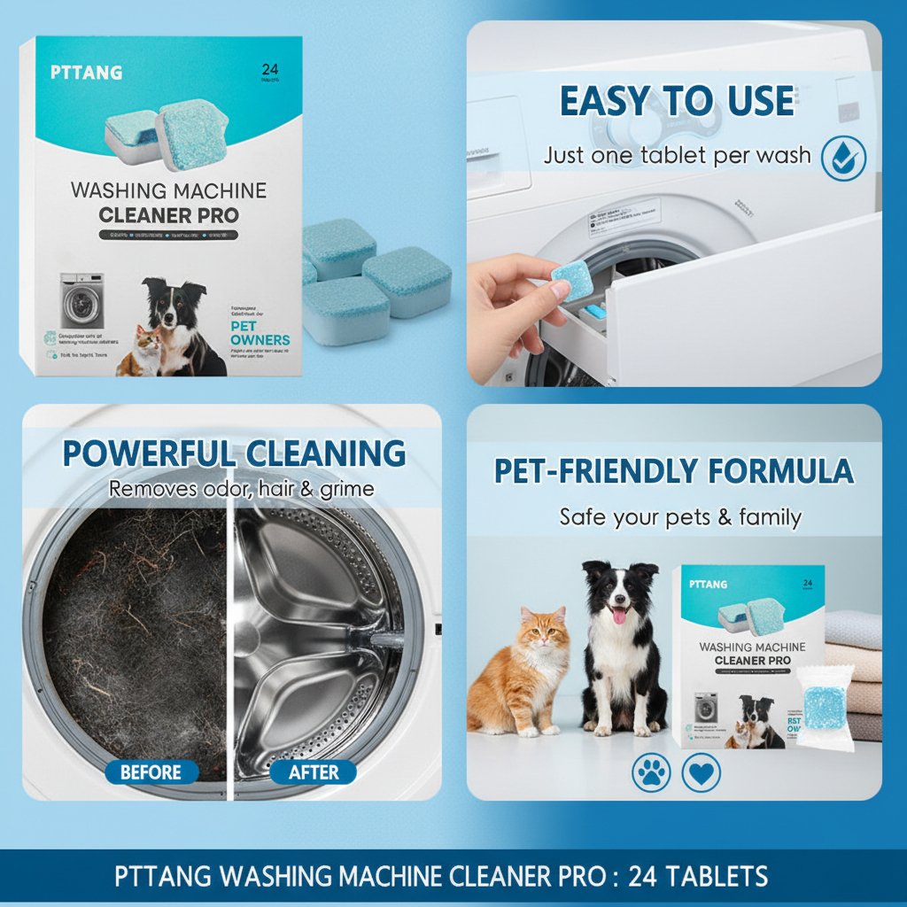 🔥Buy 2 Free Shipping🔥24 PCS Eco-Friendly Washing Machine Cleaner Fights Pet Odors & Hair Build-Up for Fresh Clean Machines