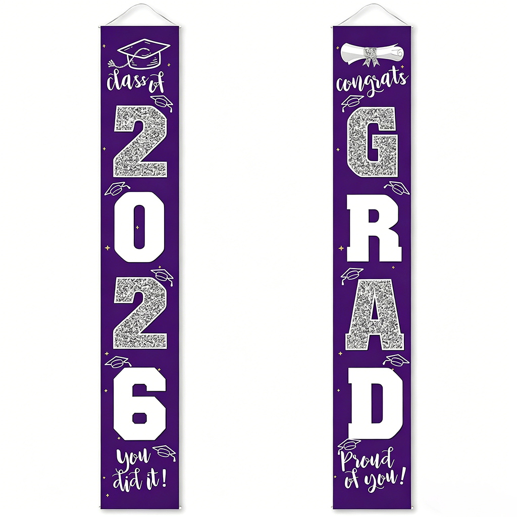 🎓Class of 2026 Graduation Banner | Congrats Grad Front Door Porch Decor for Graduation Party (✨Set of 2)
