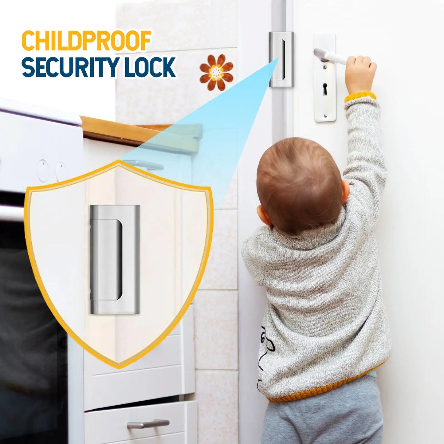 Aluminum Alloy 2-Pack Security Door Locks - Choose White/Black/Silver - Heavy-Duty Protection