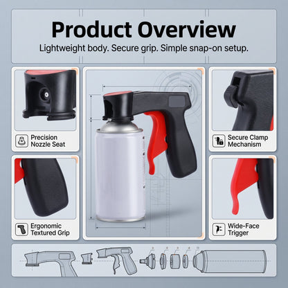 🔫Universal Professional Spray Can Handle - Ergonomic Aerosol Trigger Grip for DIY Painting, Car Refinishing, & Home Furniture Makeovers - Fits All Standard Cans
