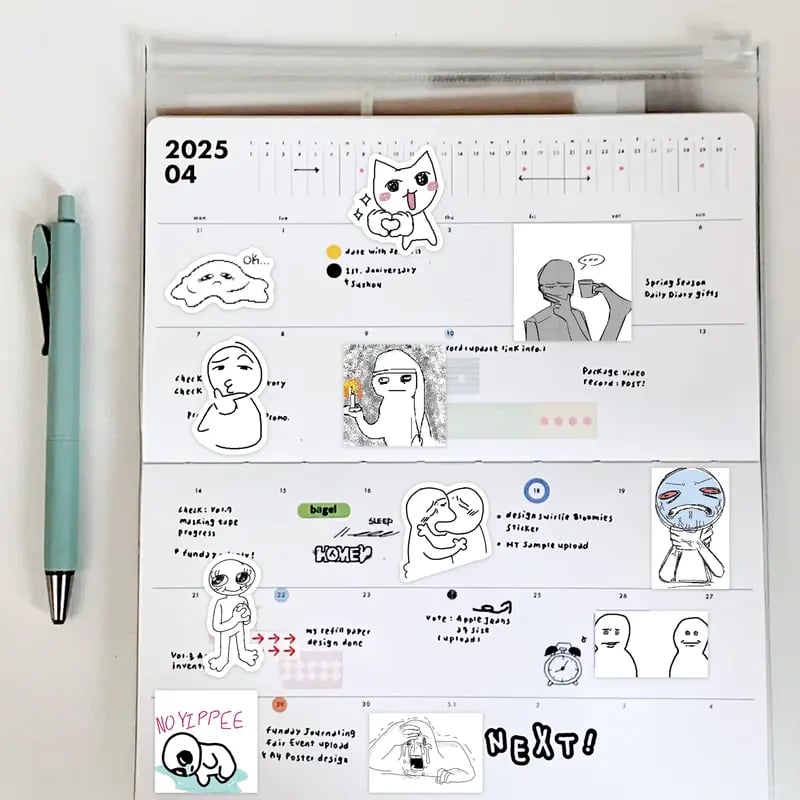 ✨Doodle Meme Sticker Book - 460 Hand Drawn Stickers for Journaling Express Your Mood & Internet Vibes